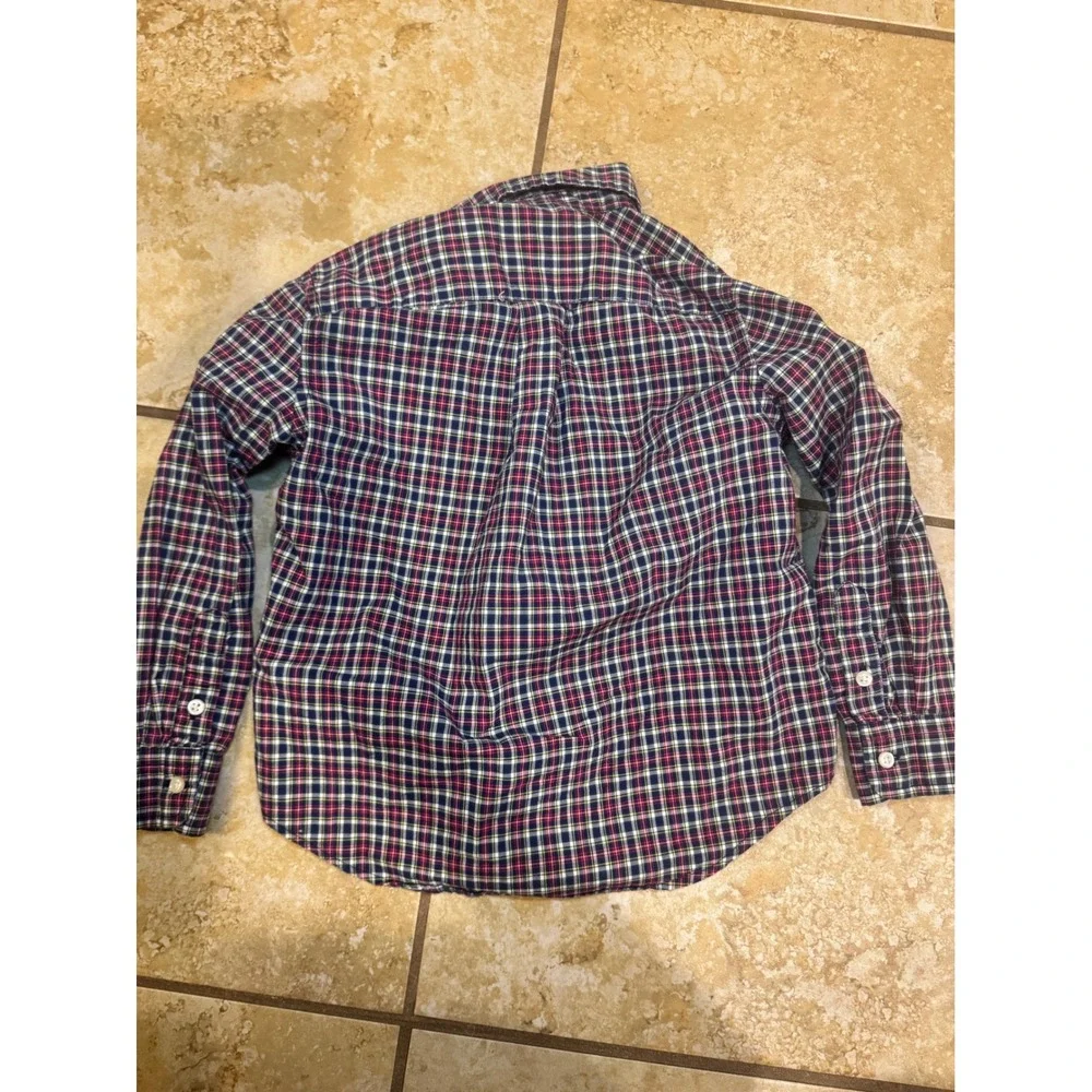 Ralph Lauren Kids Plaid Button Down Shirt Navy Red Yellow Natural Stretch 4/4T